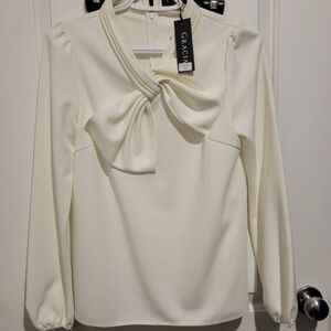 Gracia Women's Elegant Cream Blouse with Bow